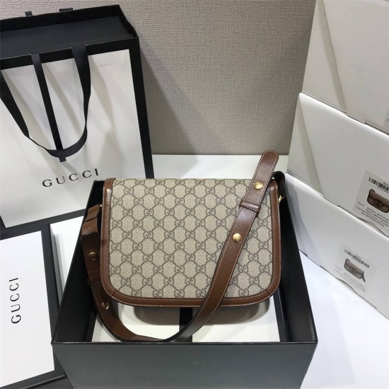 Gucci Horsebit 1955 Medium, 25, Brown, Monogram, Model: 602204, Size: 25x18x8cm