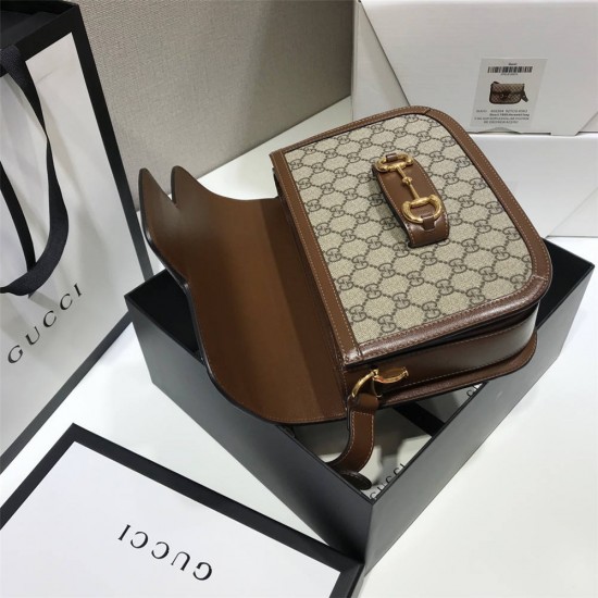 Gucci Horsebit 1955 Medium, 25, Brown, Monogram, Model: 602204, Size: 25x18x8cm