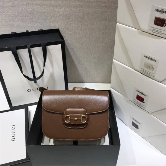 Gucci Horsebit 1955 Medium, 25, Brown, Full Leather, Model: 602204, Size: 25x18x8cm