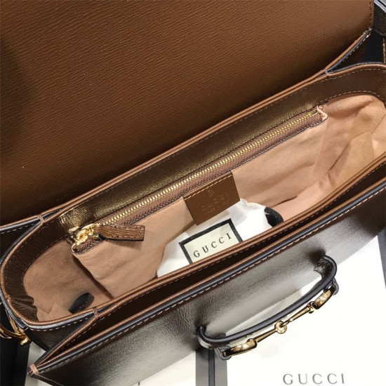 Gucci Horsebit 1955 Medium, 25, Brown, Full Leather, Model: 602204, Size: 25x18x8cm