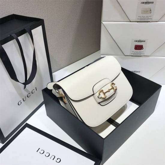 Gucci Horsebit 1955 Medium, 25, White, Full Leather, Model: 602204, Size: 25x18x8cm