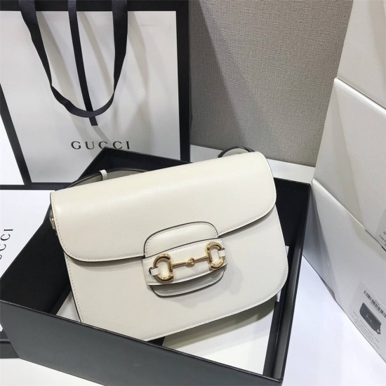 Gucci Horsebit 1955 Medium, 25, White, Full Leather, Model: 602204, Size: 25x18x8cm