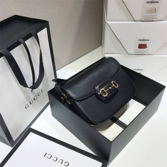 Gucci Horsebit 1955 Medium, 25, Black, Full Leather, Model: 602204, Size: 25x18x8cm