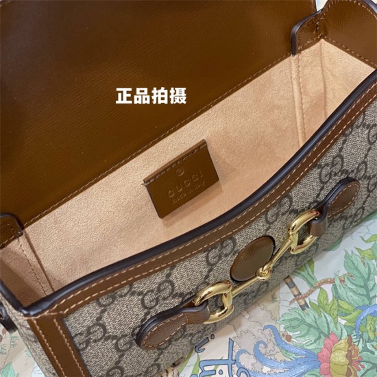 Gucci 1955 Horsebit Mini, 18, Brown, Monogram, Model: 699296, Size: 18x12x5cm