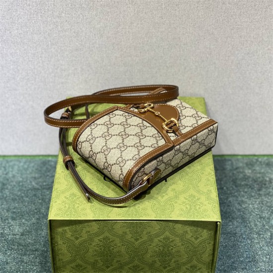 Gucci 1955 Horsebit Mini, 17, Phone Case, Brown, Monogram, Model: 625615, Size: 11.5x17x4cm