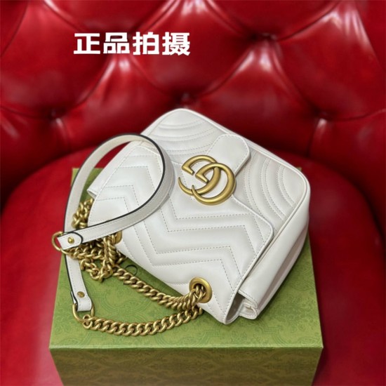 Gucci GG Marmont 2.0, White, 18cm, Model: 739682, Size: 18x13.5x8cm