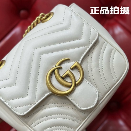 Gucci GG Marmont 2.0, White, 18cm, Model: 739682, Size: 18x13.5x8cm