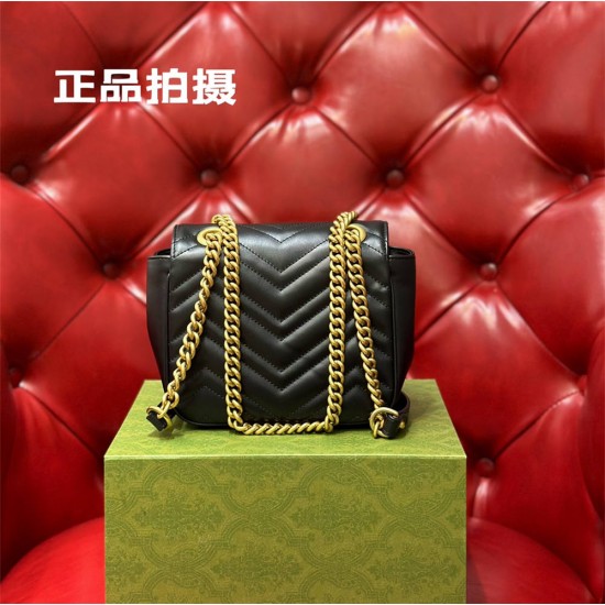 Gucci GG Marmont 2.0, Black, 18cm, Model: 739682, Size: 18x13.5x8cm