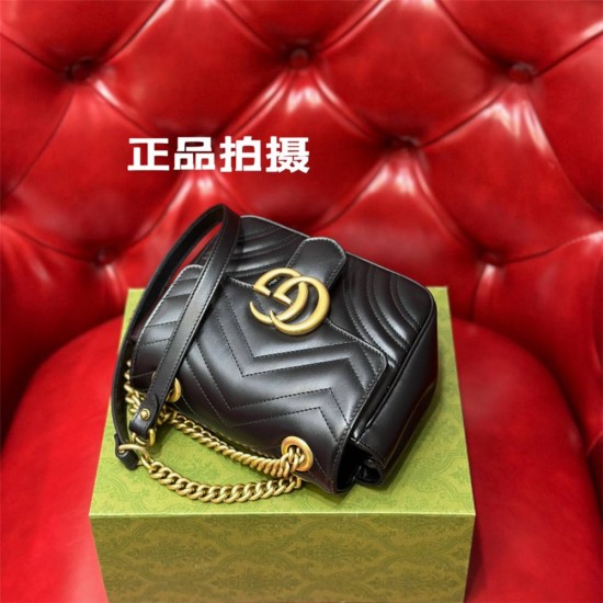 Gucci GG Marmont 2.0, Black, 18cm, Model: 739682, Size: 18x13.5x8cm