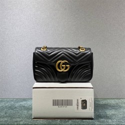 Gucci GG Marmont, 27, Black, Gold Hardware, Model: 443497, Size: 27x15x7cm