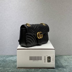 Gucci GG Marmont, 27, Black, Gold Hardware, Model: 443497, Size: 27x15x7cm