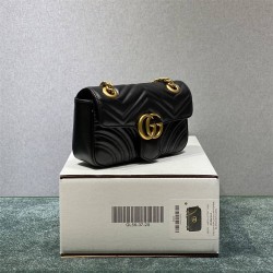 Gucci GG Marmont, 22, Black, Gold Hardware, Model: 446744, Size: 22x13x6cm