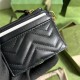 Gucci GG Marmont Card Holder, Black, Gold Hardware, Full Leather, Model: 627064, Size: 10x7.5x1cm