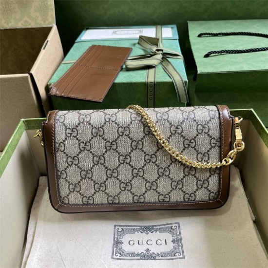 Gucci 1955 Horsebit, Brown, Monogram, Model: 752002, Size: 21.5x12.5x3cm