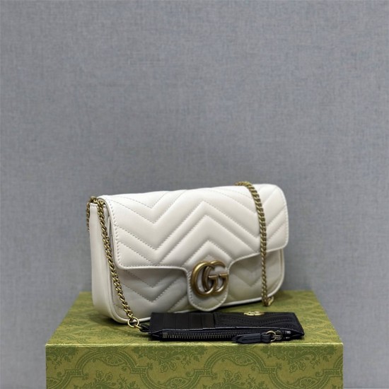 Gucci GG Marmont, White, 21cm, Model: 751526, Size: 21x12x5cm