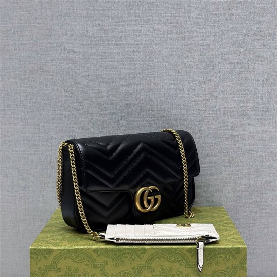 Gucci GG Marmont, Black, 21cm, Model: 751526, Size: 21x12x5cm