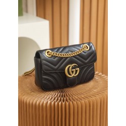 Gucci GG Marmont, 22cm, Black, Model: 446744, Size: 22x13x6cm