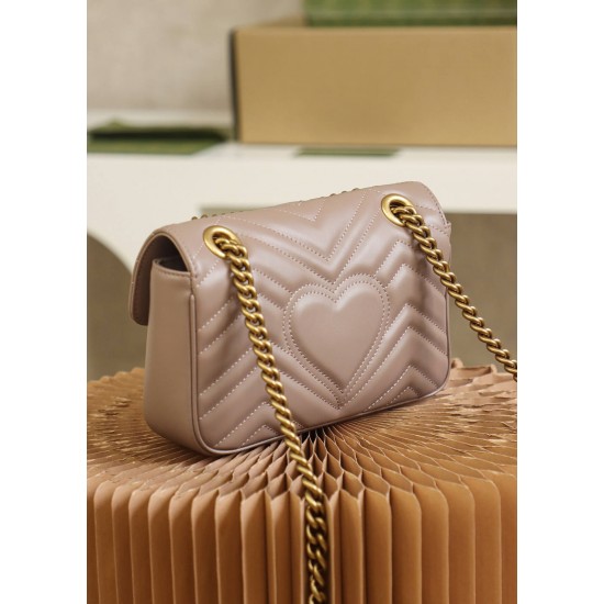 Gucci GG Marmont, 22cm, Pink, Model: 446744, Size: 22x13x6cm