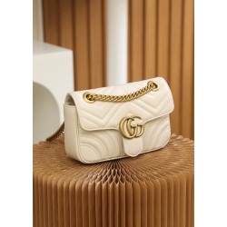 Gucci GG Marmont, 22cm, White, Model: 446744, Size: 22x13x6cm