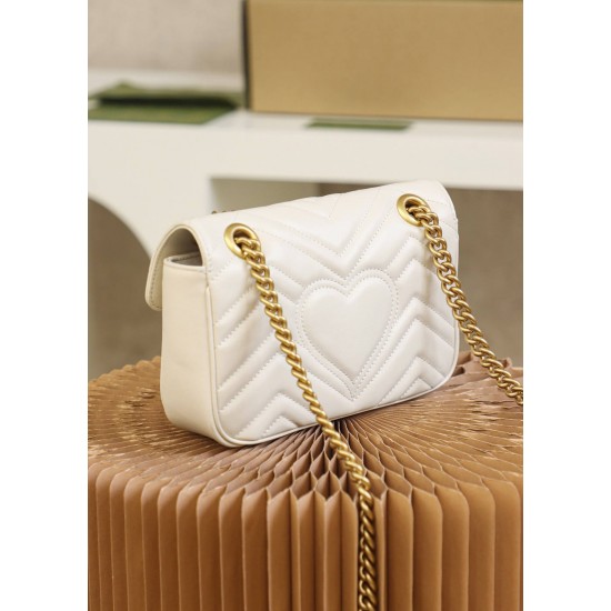 Gucci GG Marmont, 22cm, White, Model: 446744, Size: 22x13x6cm