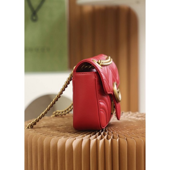 Gucci GG Marmont, 22cm, Red, Model: 446744, Size: 22x13x6cm