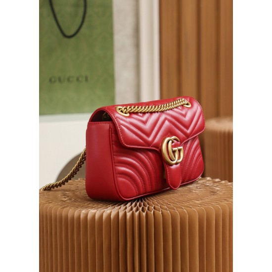 Gucci GG Marmont, 26cm, Red, Model: 443497, Size: 26x15x7cm