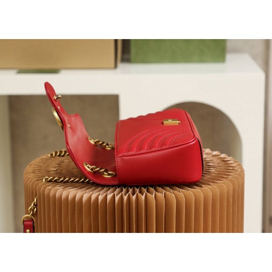 Gucci GG Marmont, 26cm, Red, Model: 443497, Size: 26x15x7cm