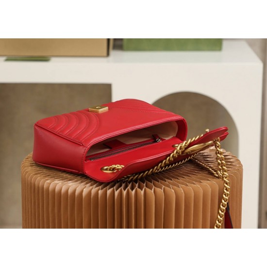 Gucci GG Marmont, 26cm, Red, Model: 443497, Size: 26x15x7cm