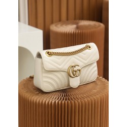 Gucci GG Marmont, 26cm, White, Model: 443497, Size: 26x15x7cm