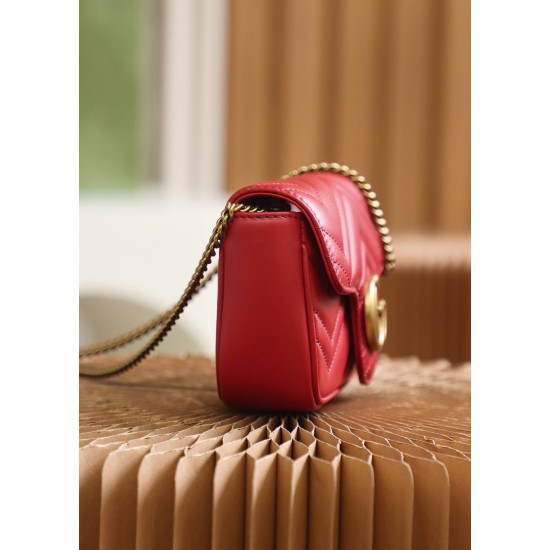 Gucci GG Marmont, 16.5cm, Red, Model: 476433, Size: 16.5x10.2x5.1cm