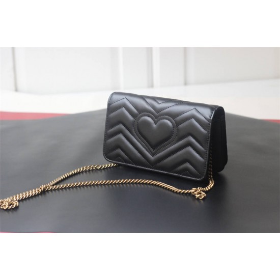 Gucci GG Marmont Mini, 18cm, Black, Model: 488426, Size: 18x10.5x4.5cm