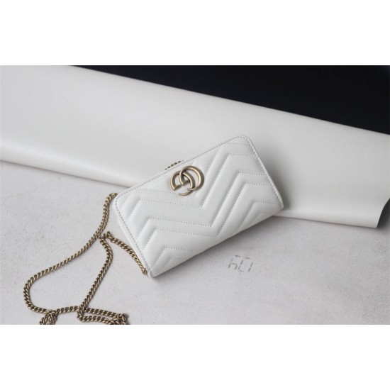 Gucci GG Marmont Mini, 18cm, White, Model: 488426, Size: 18x10.5x4.5cm