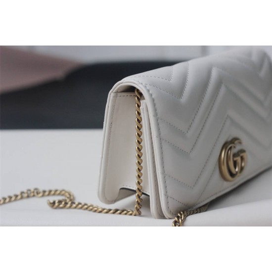 Gucci GG Marmont Mini, 18cm, White, Model: 488426, Size: 18x10.5x4.5cm