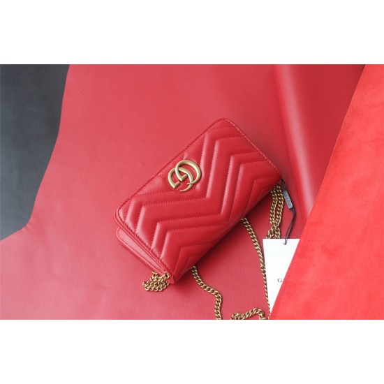 Gucci GG Marmont Mini, 18cm, Red, Model: 488426, Size: 18x10.5x4.5cm