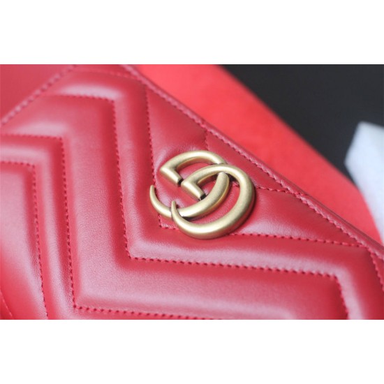 Gucci GG Marmont Mini, 18cm, Red, Model: 488426, Size: 18x10.5x4.5cm