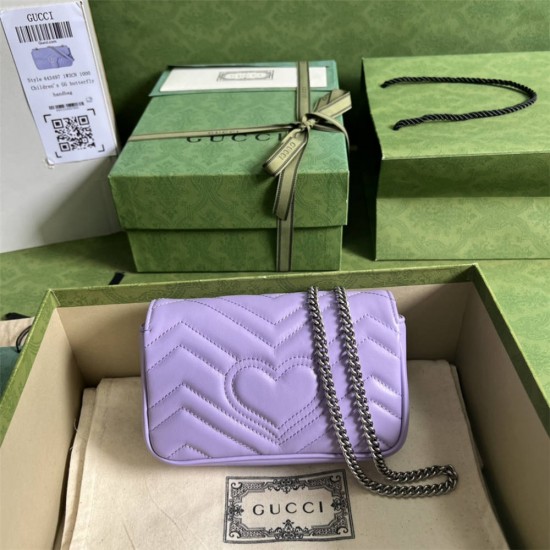 Gucci GG Marmont, Purple, 16.5cm, Model: 476433, Size: 16.5x10.2x5.1cm