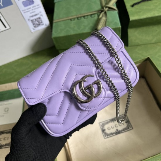 Gucci GG Marmont, Purple, 16.5cm, Model: 476433, Size: 16.5x10.2x5.1cm