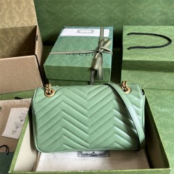 Gucci GG Marmont, Green, 26cm, Model: 443497, Size: 26x15x7cm