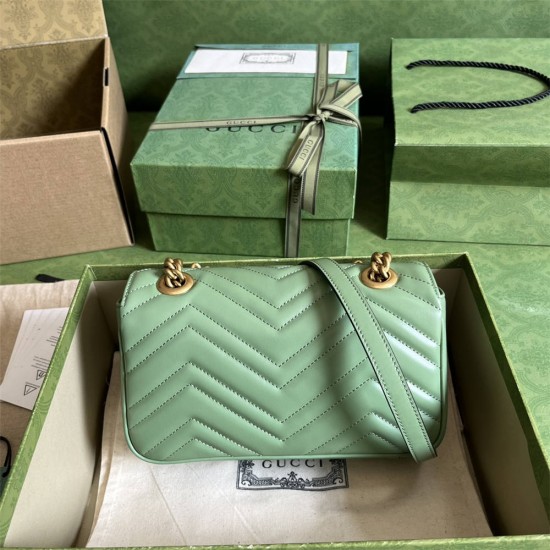 Gucci GG Marmont, Green, 23cm, Model: 446744, Size: 23x14x6cm