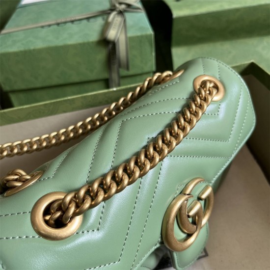 Gucci GG Marmont, Green, 23cm, Model: 446744, Size: 23x14x6cm