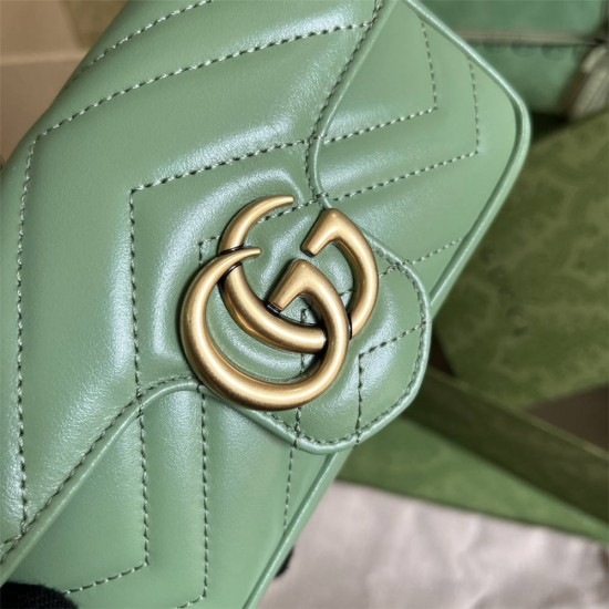 Gucci GG Marmont, Green, 16.5cm, Model: 476433, Size: 16.5x10.2x5.1cm