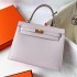 Hermes Hermès Kelly 25cm Epsom  leather 09 Dreamy Pink Purple  Waxed Thread  Gold Hardware Hand-Stitched 