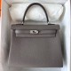 Hermes Hermès Kelly 25cm Togo 8F Tin Grey Waxed Thread Silver Hardware Hand-Stitched