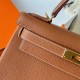 Hermes Hermès Kelly 28cm Togo Ck.37 Golden Brown Waxed Thread Gold Hardware Hand-Stitched