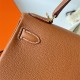 Hermes Hermès Kelly 28cm Togo Ck.37 Golden Brown Waxed Thread Gold Hardware Hand-Stitched