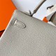 Hermes Hermès Kelly 25cm Togo Ck80 Pearl Grey Waxed Thread Silver Hardware Hand-Stitched