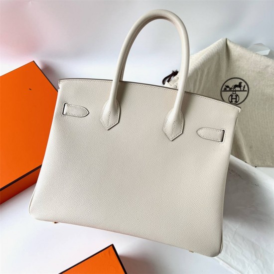 Hermes Hermès Birkin 30cm Epsom Ck10 Milk White Waxed Thread Gold Hardware Hand-Stitched