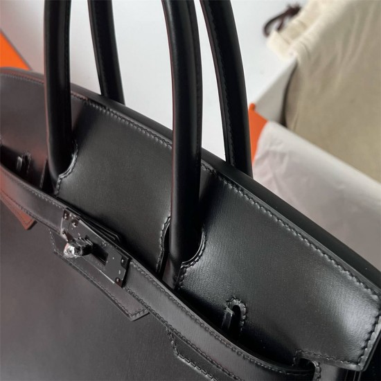 Hermes Hermès Birkin 30cm Box Leather Waxed Thread Gunmetal Hardware Hand-Stitched