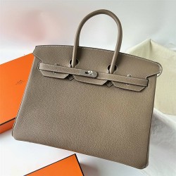 Hermes Hermès Birkin 35cm Togo Ck18 Elephant Grey Waxed Thread Silver Hardware Hand-Stitched