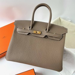 Hermes Hermès Birkin 35cm Togo Ck18 Elephant Grey Waxed Thread Gold Hardware Hand-Stitched